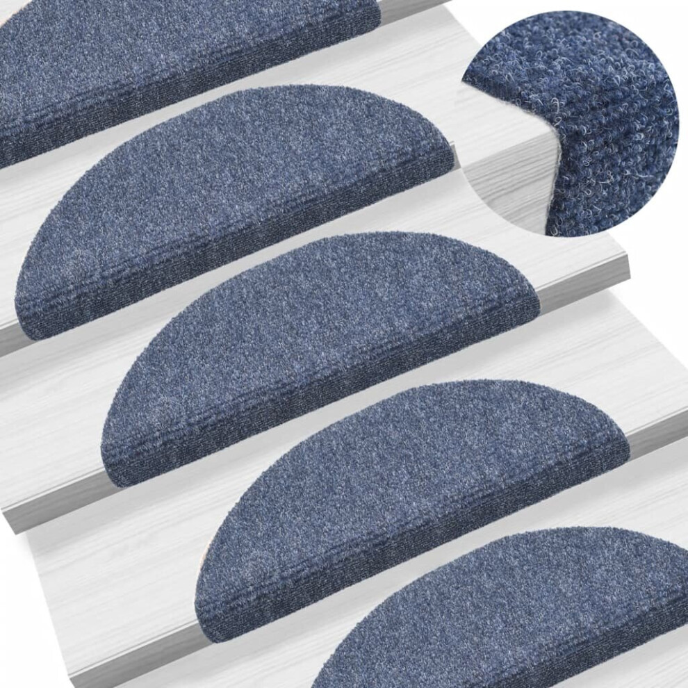 vidaXL 10x Self-adhesive Stair Mats Blue Needle Punch Stairs Rug Protection