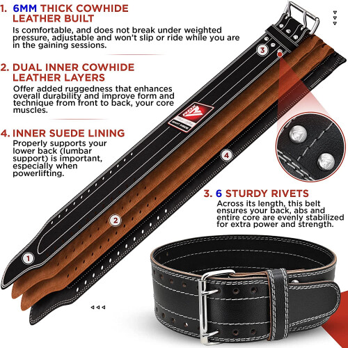 (White, Small) RDX Weight Lifting Belt Powerlifting, 6mm 2