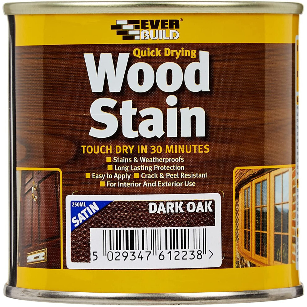 Everbuild Quick Drying Wood Stain, Dark Oak, 250 ml