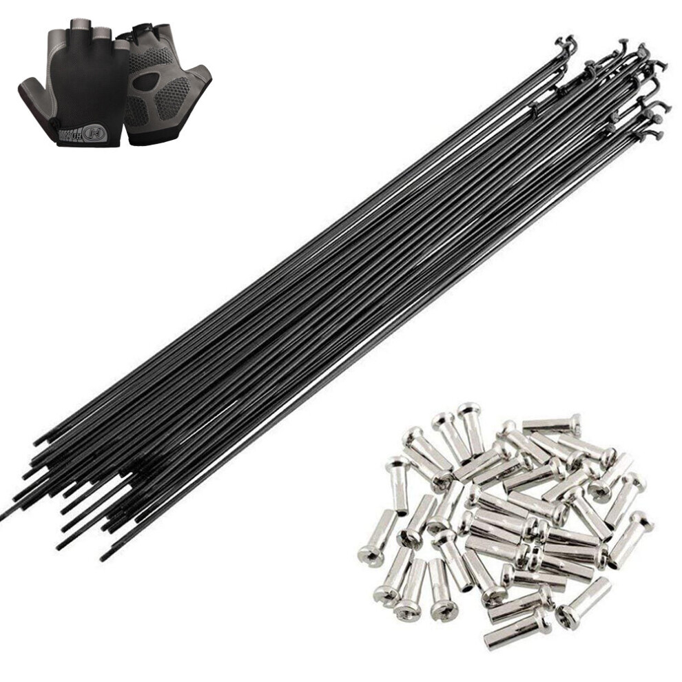 Bysion (117Mm) 36Pcs Bike Spoke 14G J Bend Steel Bicycle Spokes With Nipples 81Mm-126Mm-Black