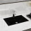 VidaXL vidaXL Ceramic Bathroom Sink Basin Faucet/Overflow Hole Black Rectangular Bath 2