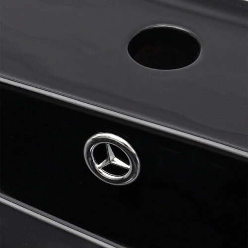 VidaXL vidaXL Ceramic Bathroom Sink Basin Faucet/Overflow Hole Black Rectangular Bath 2