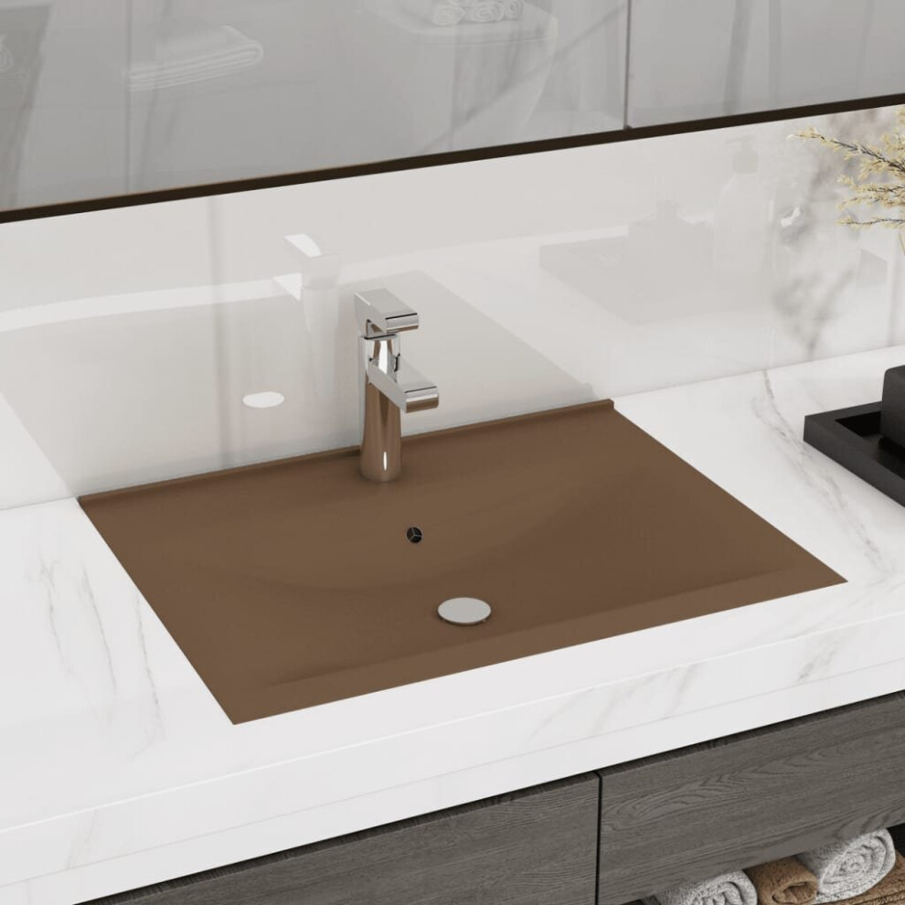 Vidaxl Luxus-Waschbecken Mit Hahnloch Matt-Creme 60X46 Cm Keramik 8720286037348