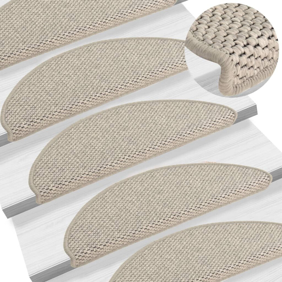 Self-adhesive Stair Mats Sisal-Look 15 pcs 65x25 cm Taupe