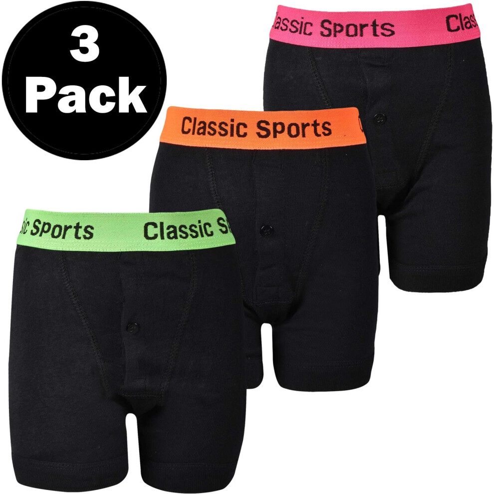 (Black, 3-4 Years) Kids Briefs Plain 3Pack Cotton Fabric Boxer Shorts