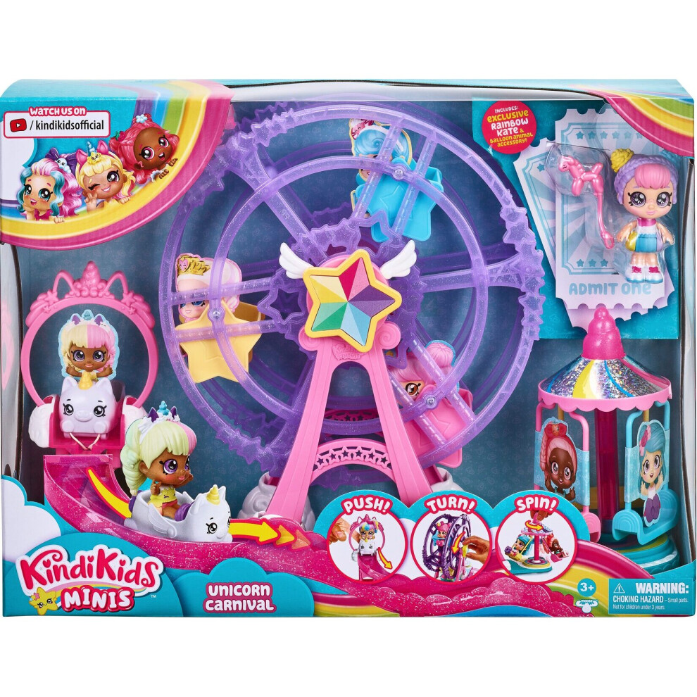 Kindi Kids Minis Rainbow Unicorn Carnival Playset