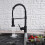 Black Kitchen Taps Kitchen Sink Mixer tap with Solid Brass Commercial Single Handle 2