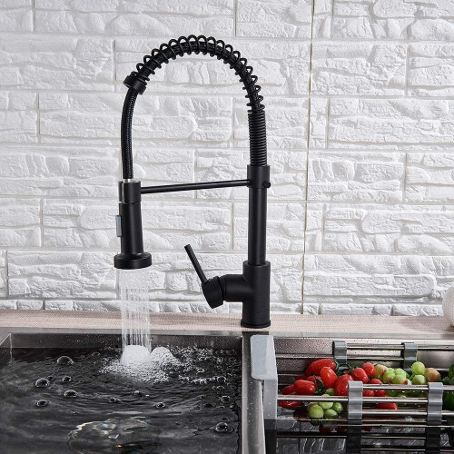 Black Kitchen Taps Kitchen Sink Mixer tap with Solid Brass Commercial Single Handle 1
