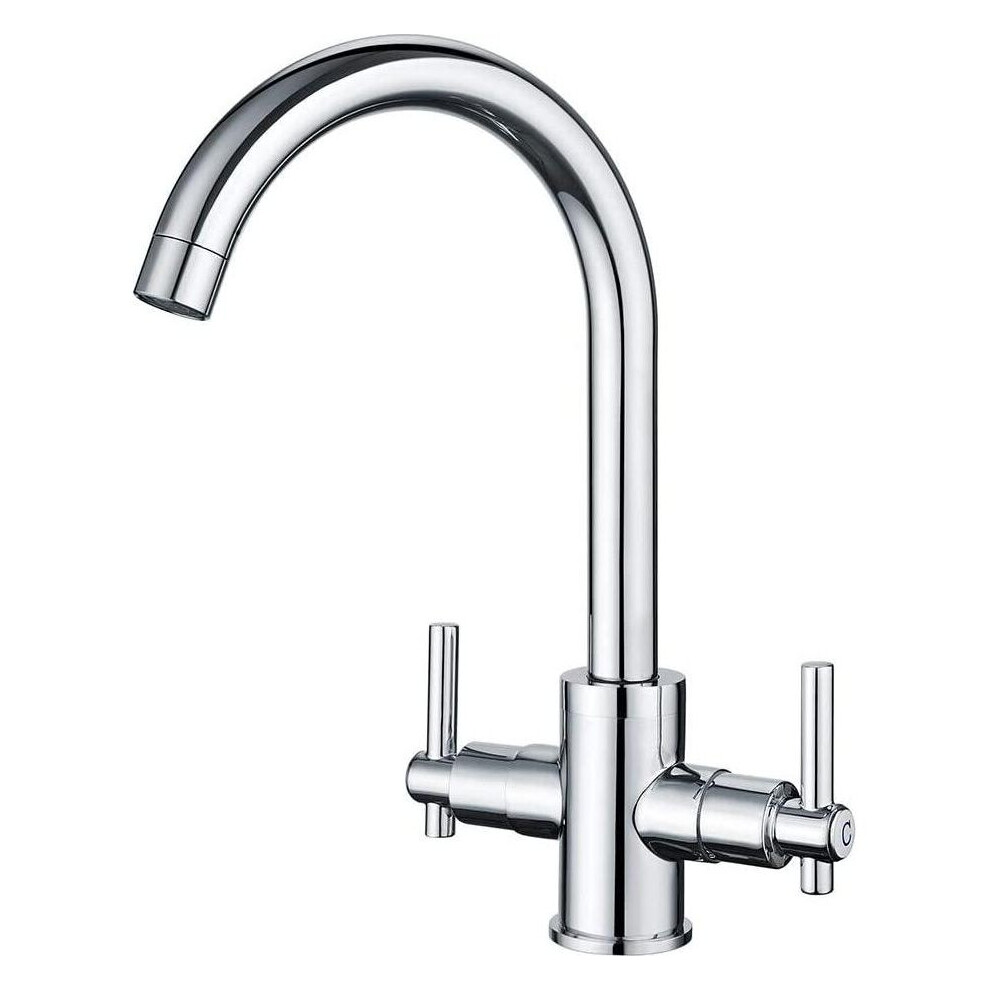 Peppermint Kitchen Sink Mixer Taps Traditional Dual Lever Monobloc Swivel Spout Chrome Brass