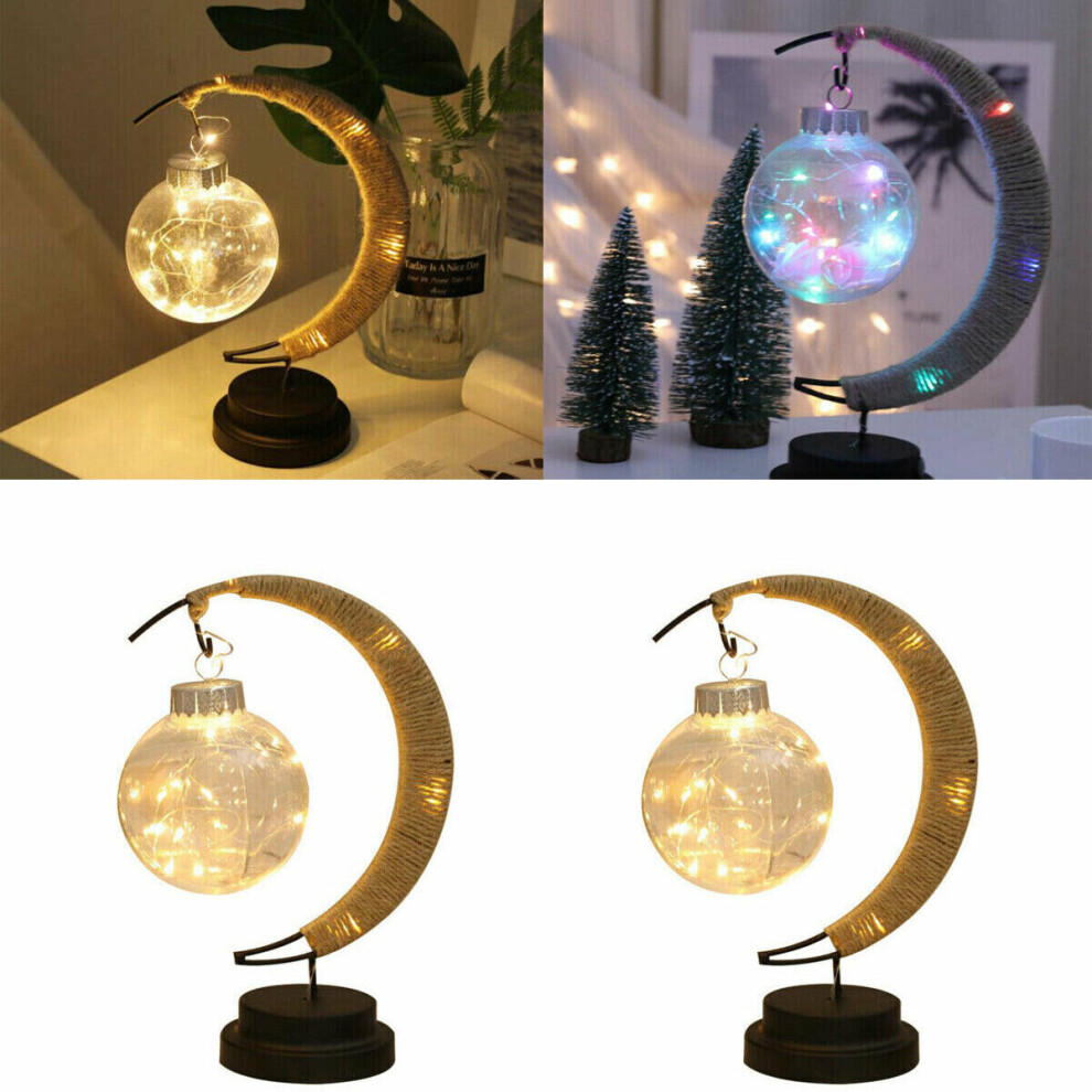 (Yellow) Battery-powered Lamp Moon Decoration Night Light