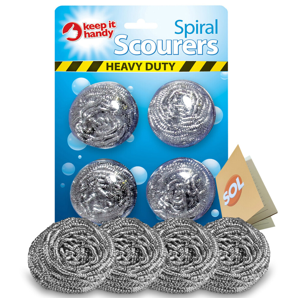 Stainless Steel Scourer 8 Pack | Metal Scourer for Heavy Duty Cleaning