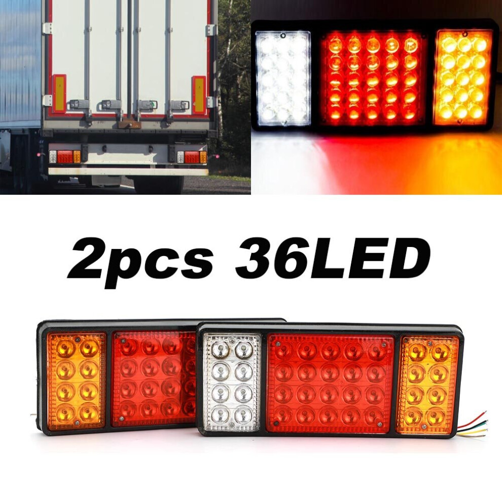 Pair 12V Led Rear Tail Lights Lamp 6Function Trailer Caravan Truck Lorry 36 Led 714131848591