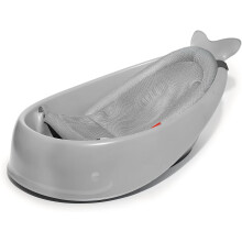 Moby Smart Sling 3-Stage Baby Tub - Grey with Comfort-Edge Mesh Sling, 2 Ergonomic Positions, Drain Plug & Swivel Hook