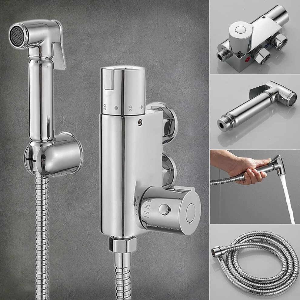 Autofather Thermostatic Mixer Bidet Shower Spray Kit For Bidet Toilet Pet Shower