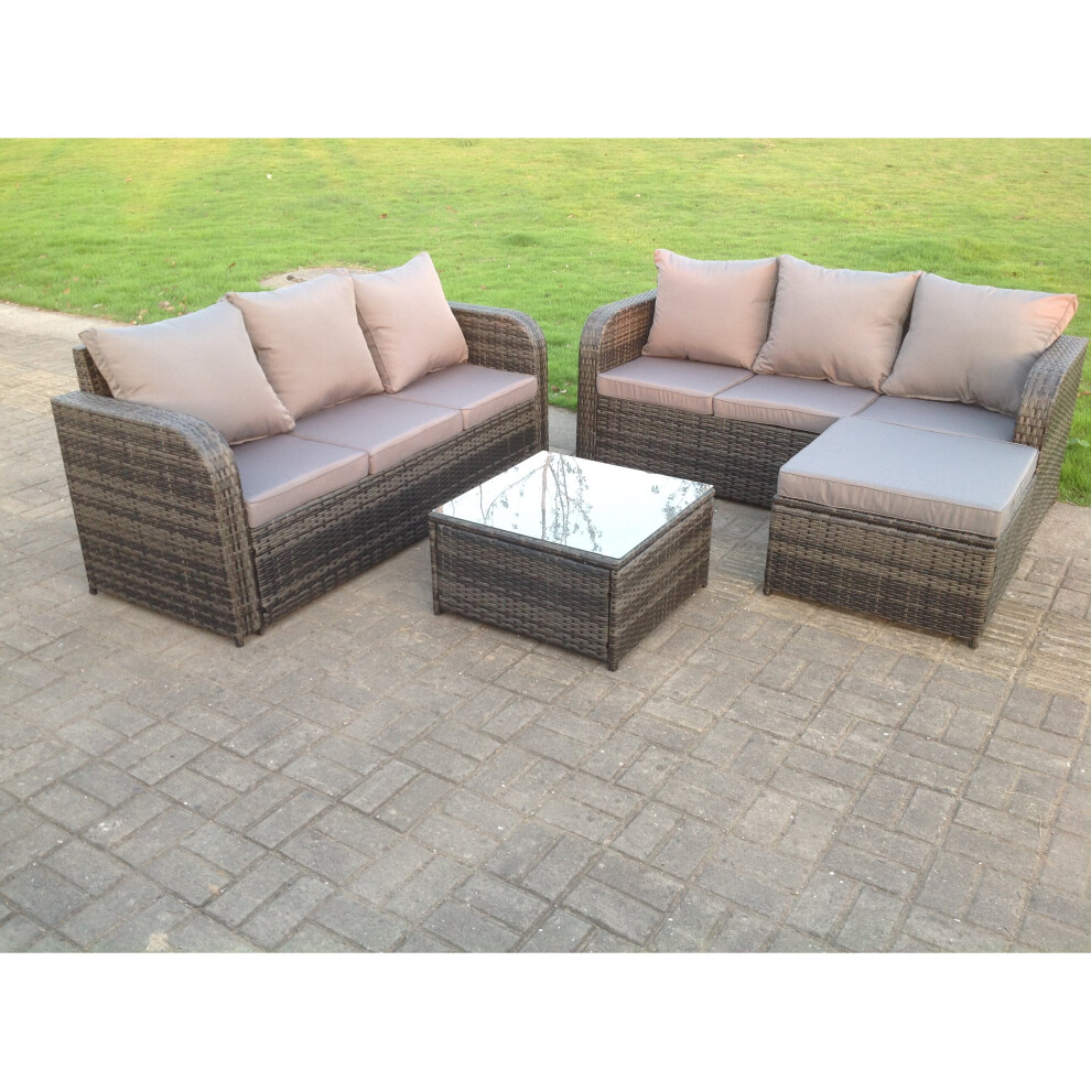 Fimous 7 Seater Rattan Sofa Outdoor Furniture With Round Armrest