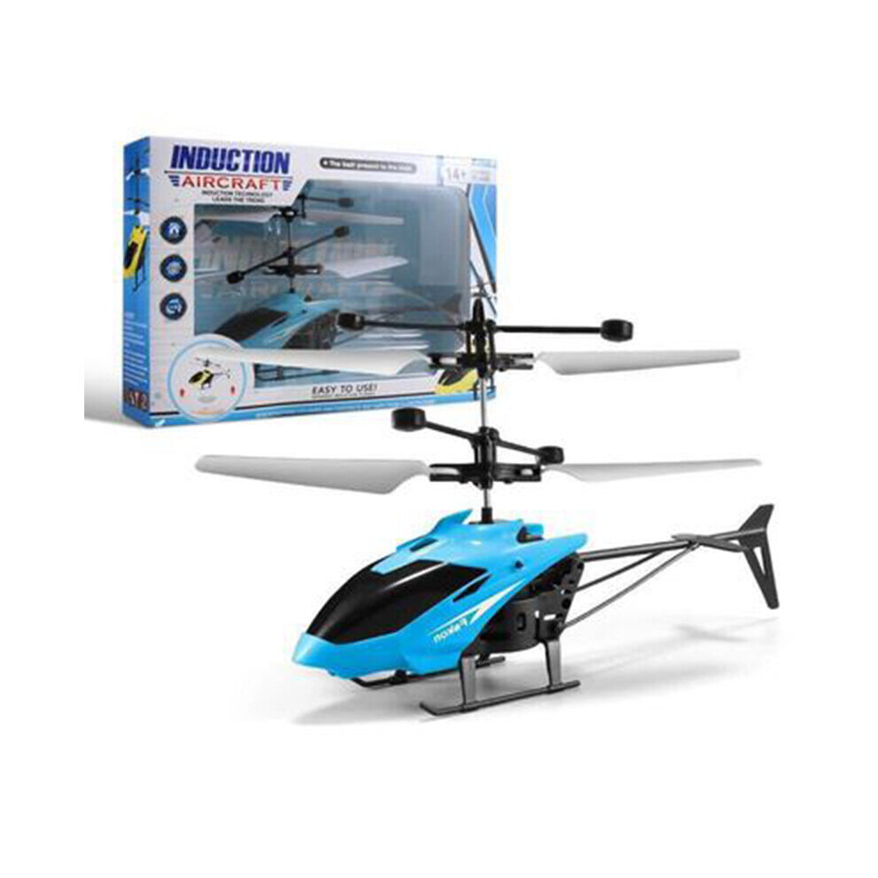 (Blue) Infrared sensor hover helicopter toy