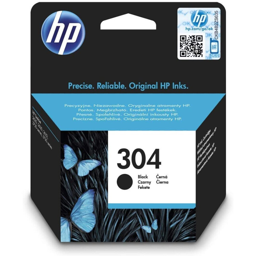 HP N9K06AE 304 Original Ink Cartridge, Black, Single Pack