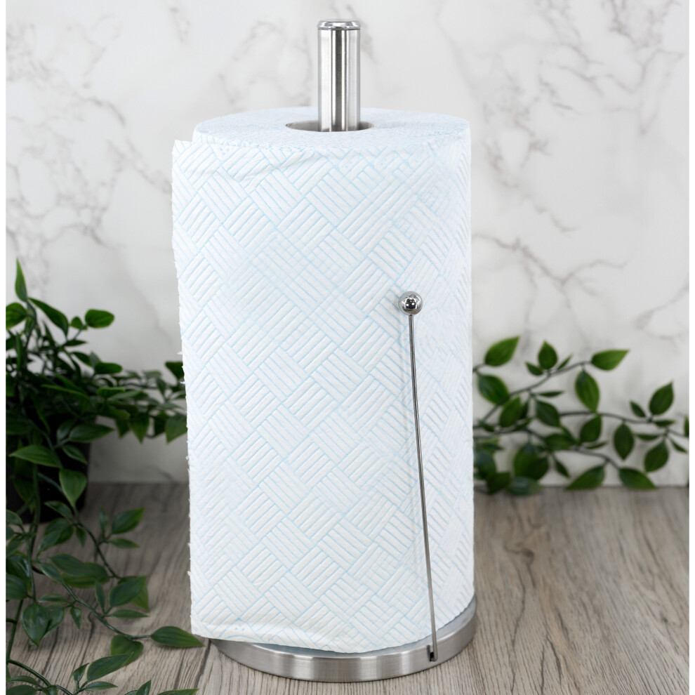 GEEZY Freestanding Stainless Steel Kitchen Roll Holder Paper Towel Metal Pole Stand