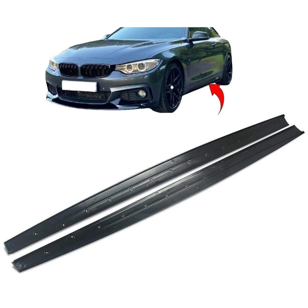 BMW 4 Series F32 F33 F36 M Performance Style Side Skirt Extension Blades Gloss Black