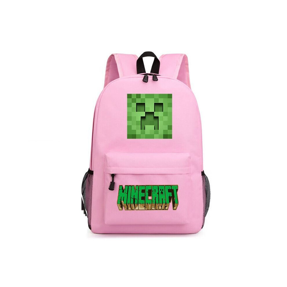(Pink) Minecraft Backpack For Teenagers Kids Boys Children Student School Bags Unisex