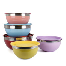 5 Set Mixing Bowl Stainless Steel Baking Bowl Kitchen Bowl Salad (bol à mélanger en acier inoxydable)