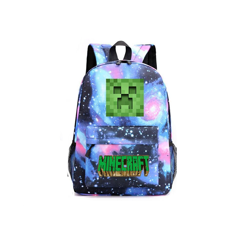 (Starry Blue) Minecraft Backpack For Teenagers Kids Boys Children Student School Bags Unisex
