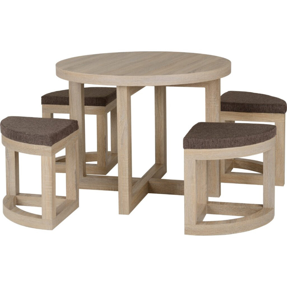 Cambourne Stowaway Dining Set Sonoma Oak Effect /Brown Linen Fleck