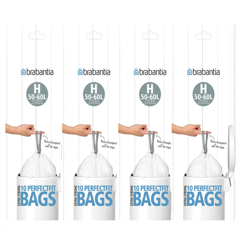 ((4 Packs)) Brabantia PerfectFit Bags - 50-60L - Code H