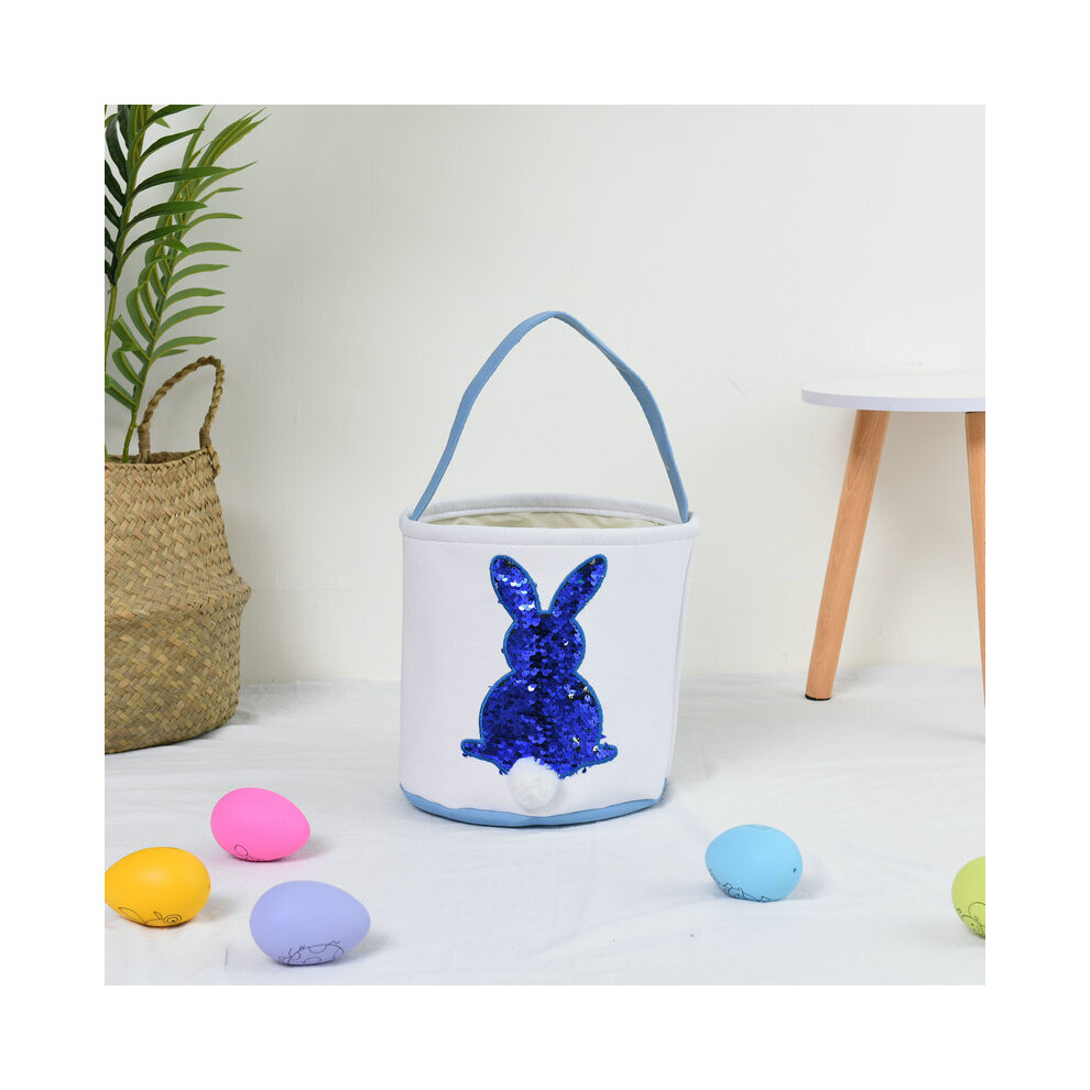 (A) Bunny Plush Rabbit Bag New Easter Basket Egg Decorations Tail Storage Basket Portable BucketNew Easter Basket Egg Decorations