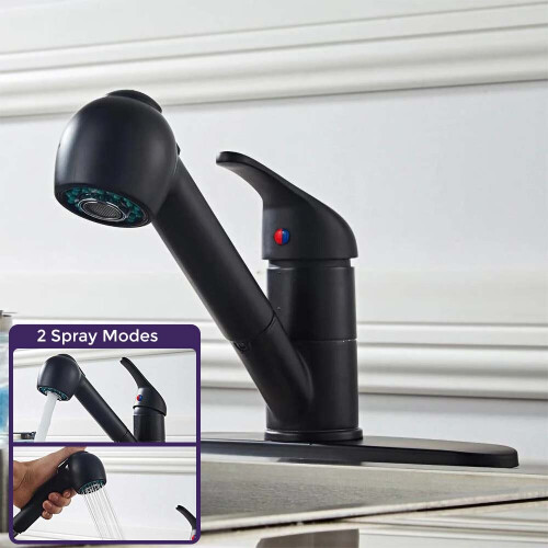 NES Home Belingdon Single Lever Kitchen Pull-out Mixer Tap Matte Black