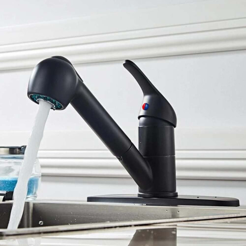 NES Home Belingdon Single Lever Kitchen Pull-out Mixer Tap Matte Black 1
