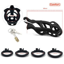 Male Chastity Device With Arc-shaped 4 Penis Rings Resin Cock Cage Chastity Belt Penis Lock Sex Toys For Men