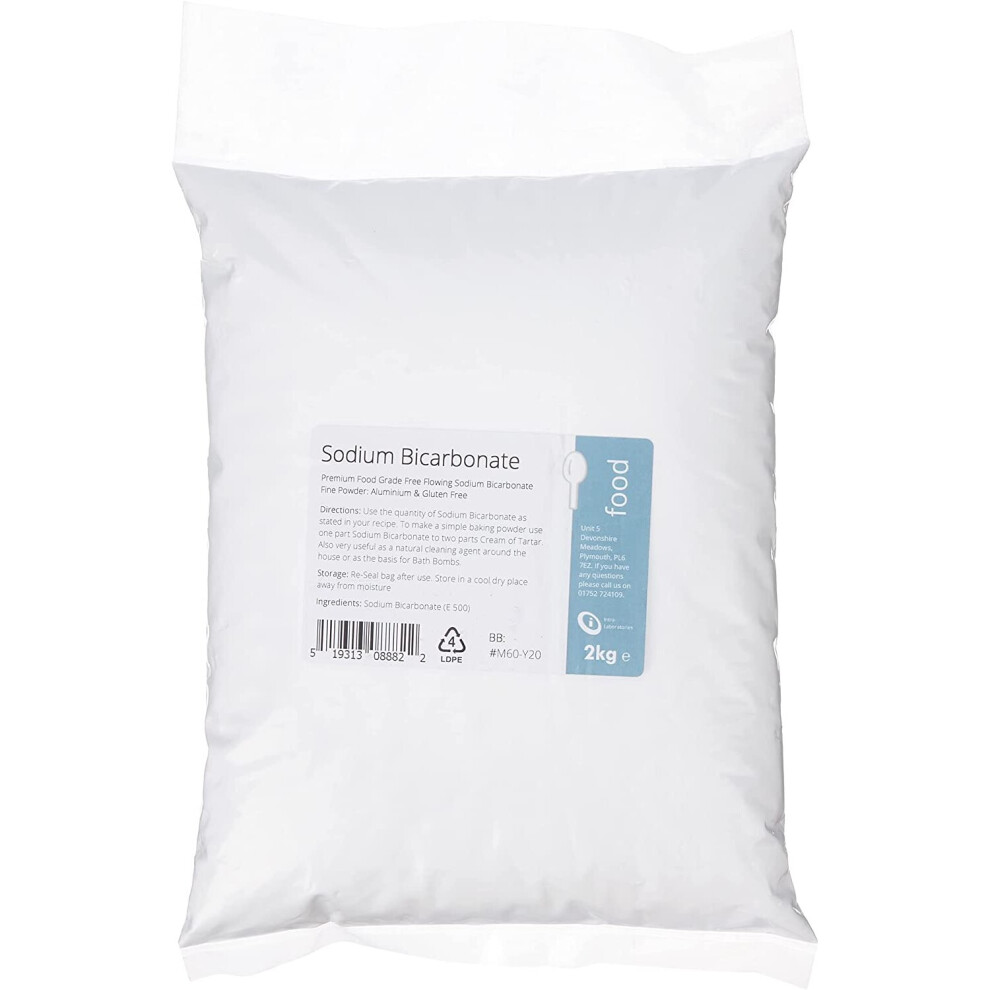 Sodium Bicarbonate 2kg - Premium Food Grade (Bicarb/Bicarbonate of Soda)