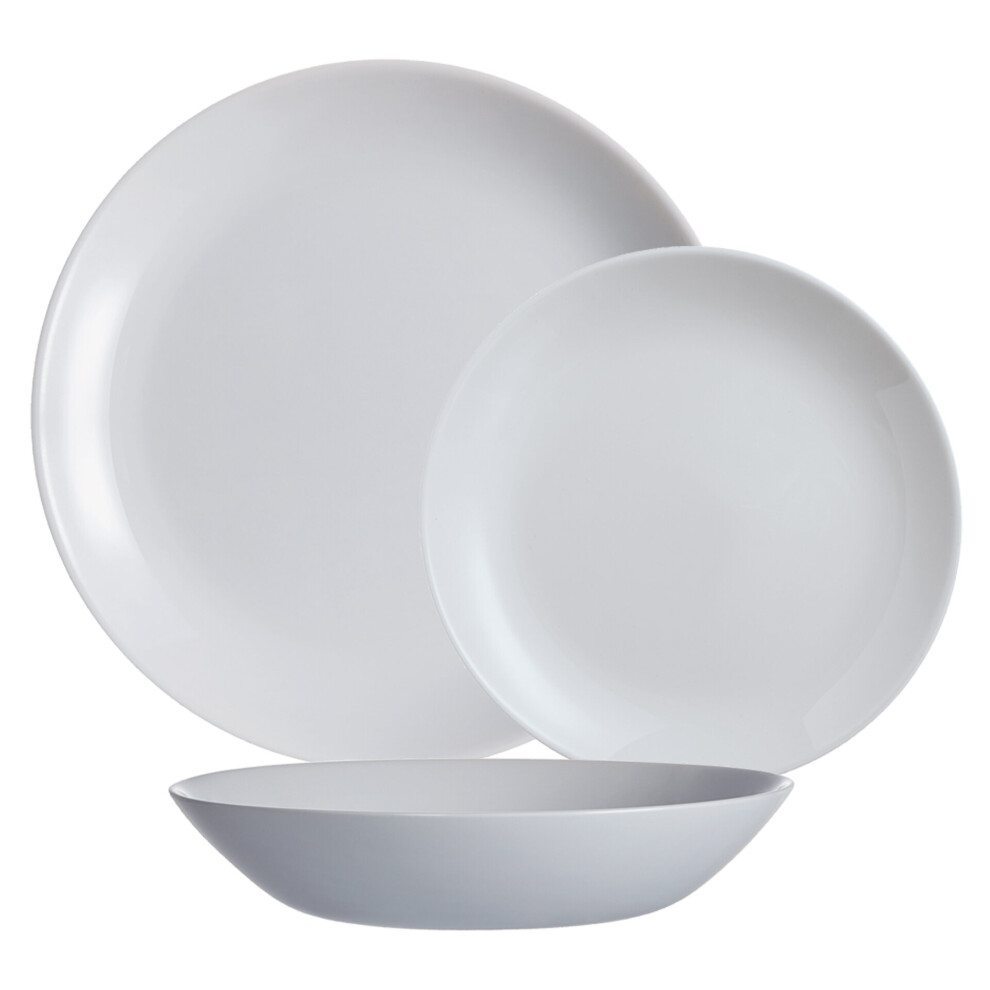 (Grey, 18pcs Dinner Set) Luminarc Round 18pc Glass Dinner Set Dinnerware