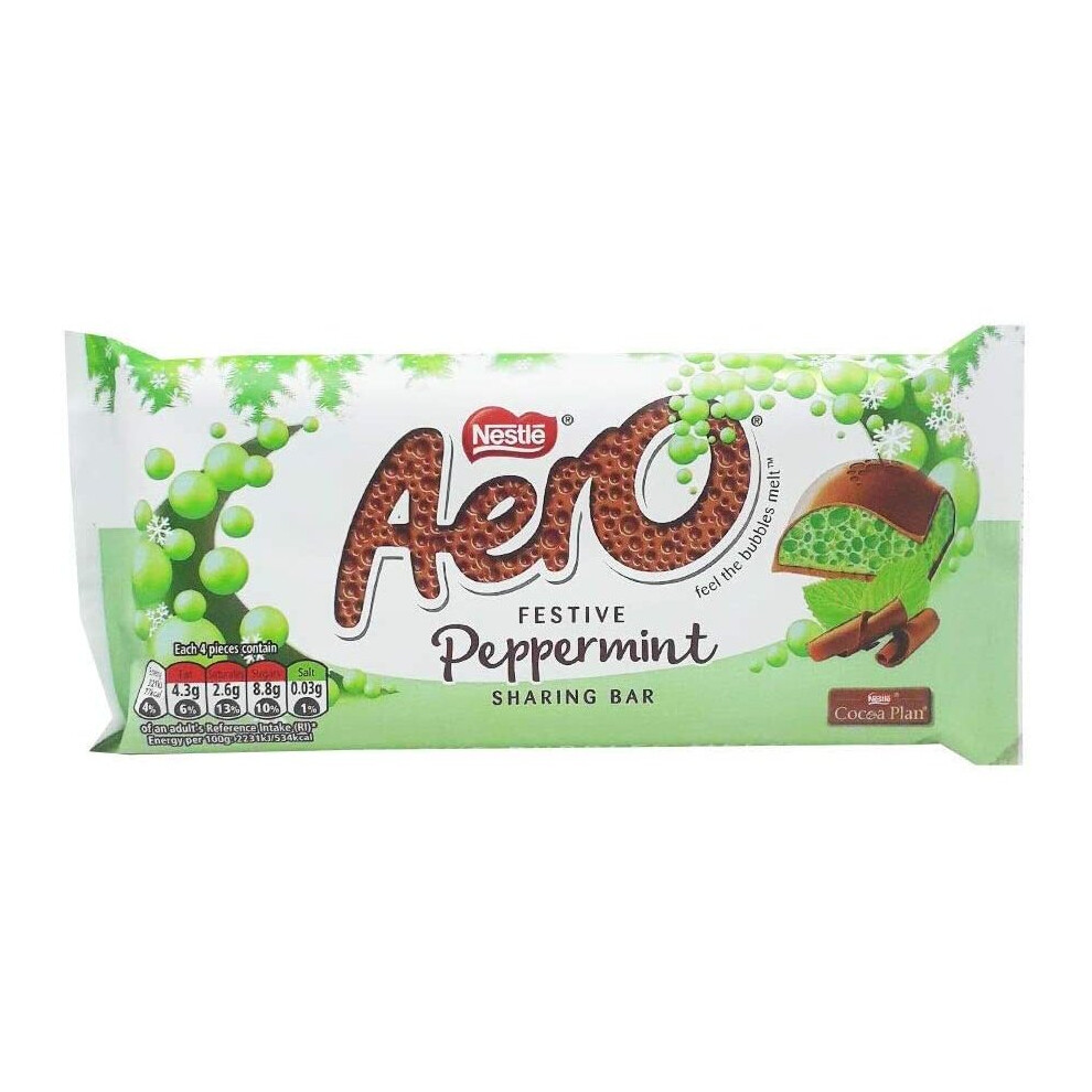 Aero Peppermint Mint Chocolate Sharing Bar - Pack of 15 x 90G