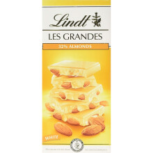 Lindt Les Grandes White Chocolate Bar With Sweet Caramelized Almond Pieces - a luxury chocolate bar, 150 g