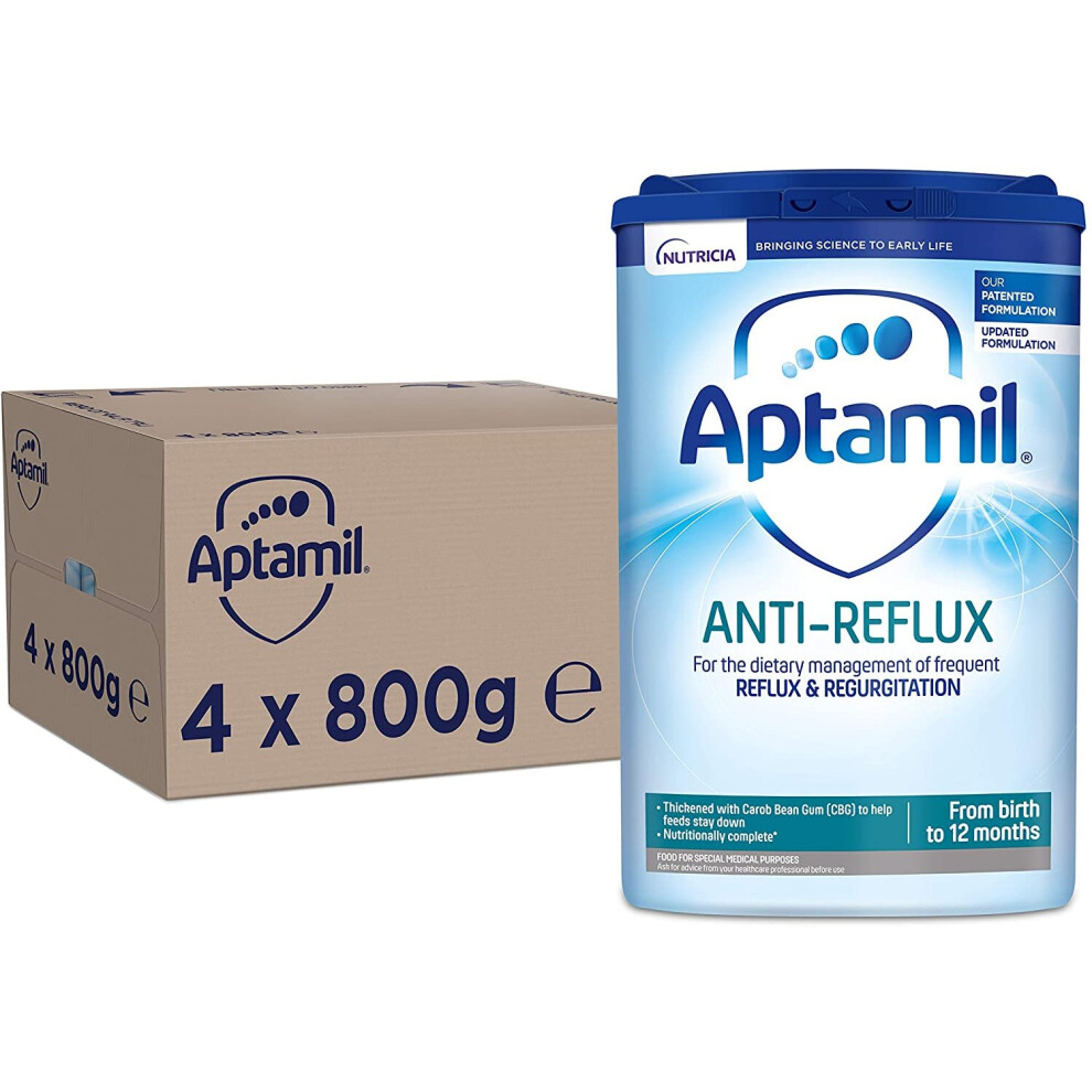 Aptamil Anti-Reflux Baby Milk Powder Formula, from Birth, 800g (Pack of 4)