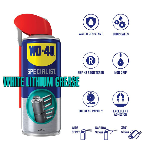 WD-40 Specialist White Lithium Grease Smart Straw 400ml 2