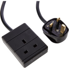 Pro Elec pl13972 1 m 13 A 1 Way Gang Single Socket Power Mains Extension Lead Cable - Black