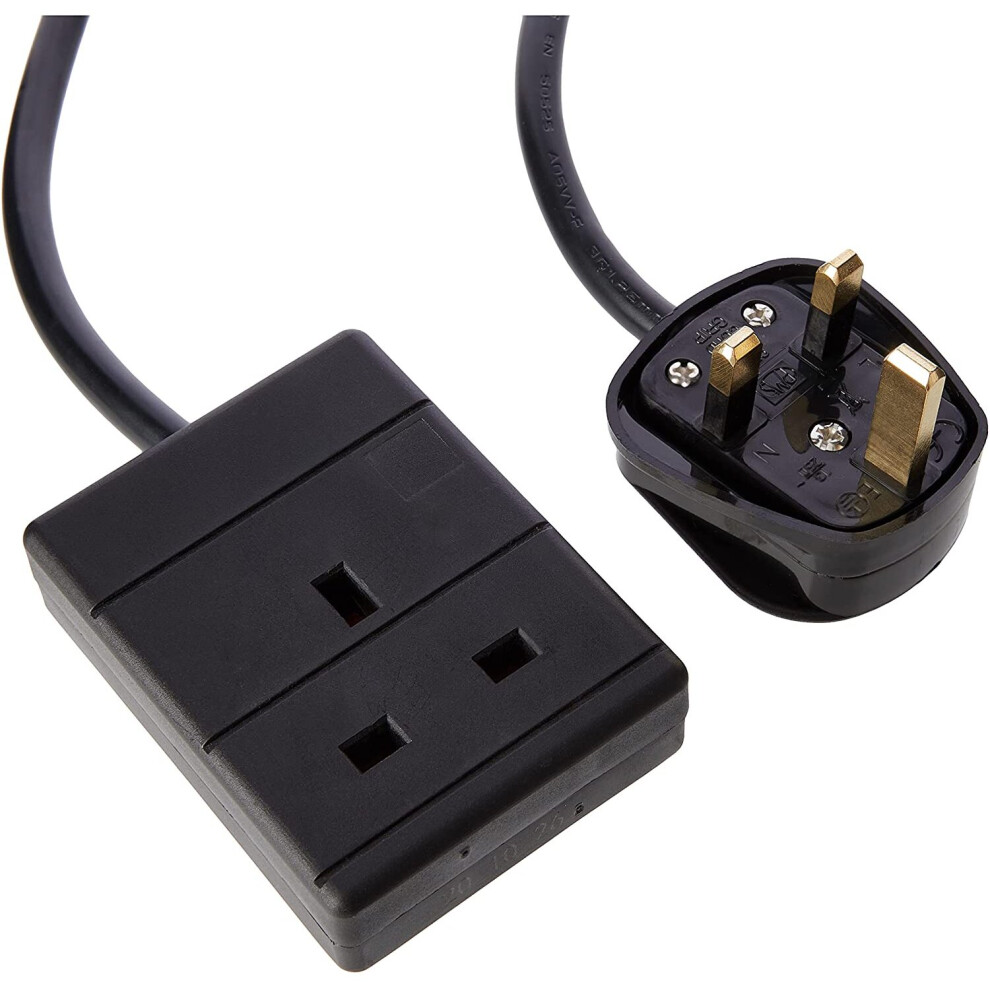 Pro Elec pl13972 1 m 13 A 1 Way Gang Single Socket Power Mains Extension Lead Cable - Black