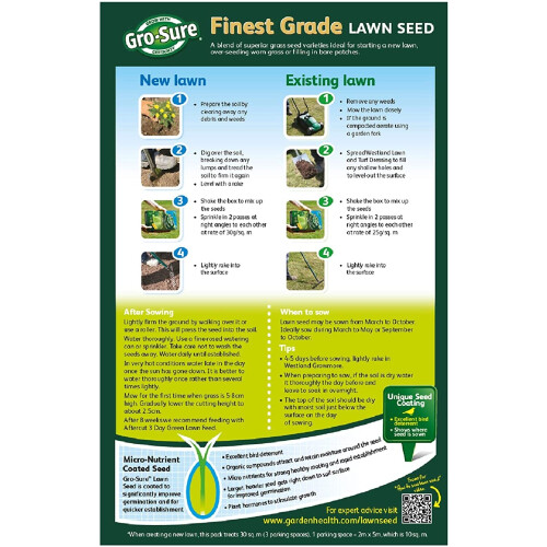 Westland Gro-Sure Finest Lawn Seed, 30 m2, 900 g 1