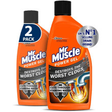 Mr Muscle Drain Unblocker, Sink & Drain Cleaner, Heavy Duty Power Gel, 2 x 500 ml