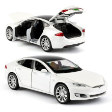 (White Tesla) Tesla Model S 90d Suv 1:32 Diecast Model Car Sound&Light Pull Back Cars Toy