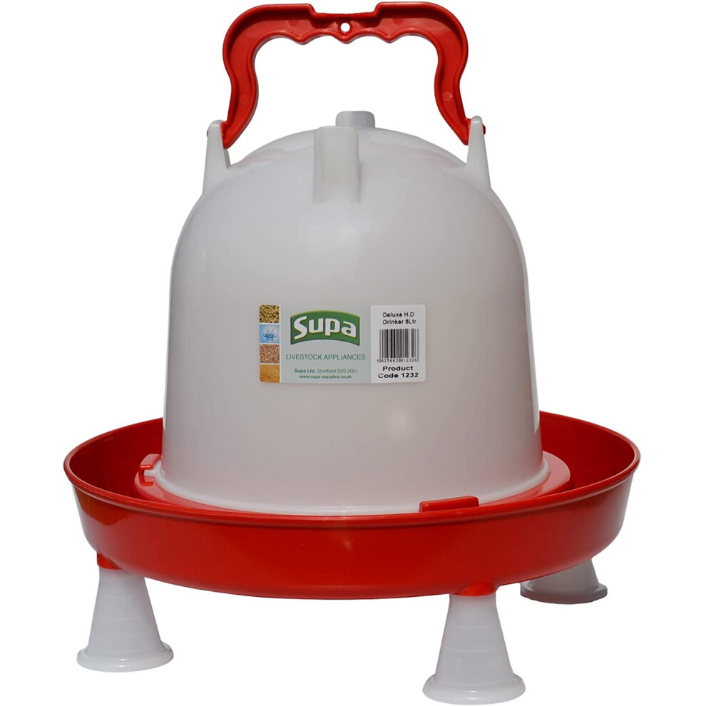 Supa Deluxe Heavy Duty Poultry Water Drinker, 6 Litre Premium Quality Drinker, Made In The UK