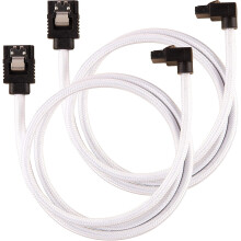 Corsair CC-8900283 60cm White Premium Braided Sleeved 90° SATA Data Cable