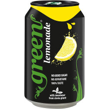 Green Lemonade Cans 24 Pack, No Added Sugar Soft Drink, Low Calorie, Sparkling Natural Lemon Flavour - Bulk Pack of 24 Cans x 330 ml