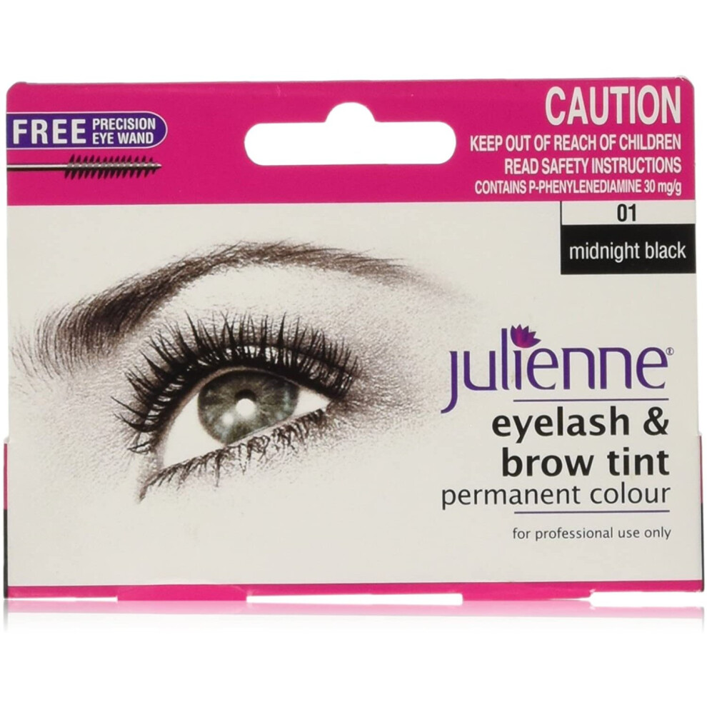 Julienne Black Eyelash And Eyebrow Permanent Midnight 01 Colour Tint 15Ml
