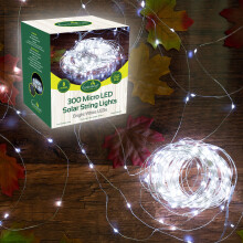 (Bright White, 300 LEDs) GardenKraft Micro LED Outdoor Solar String Lights