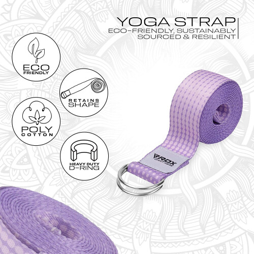 (Design 21) RDX Yoga Strap Adjustable + D-Ring Buckle Durable 2