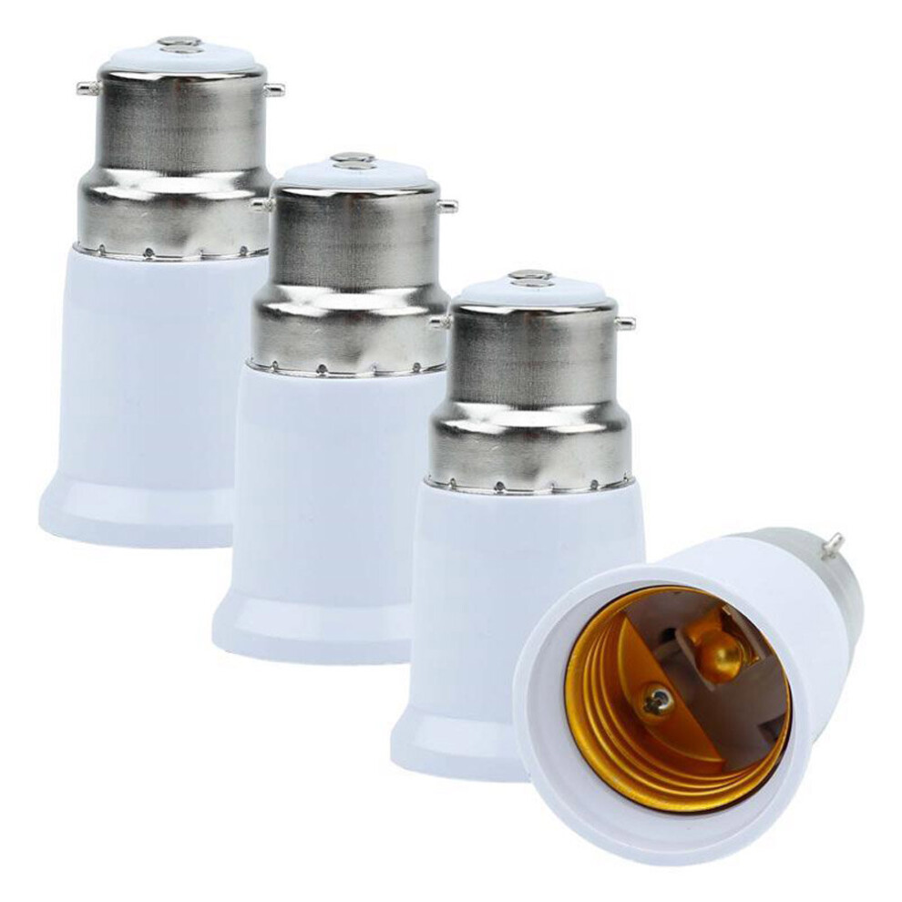 Intirilife 4x Bulb Socket Adapter B22 to E27 WHITE 4 Piece Set Reformation Converter Lamp Carrier Light Bulbs LED Halogen Energy Saving Lamp